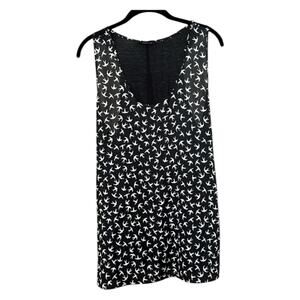 West Kei Top - Black Tank with White Bird Print - L